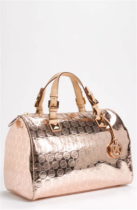 rose gold sparkly michael kors purse|michael kors gold metallic purse.